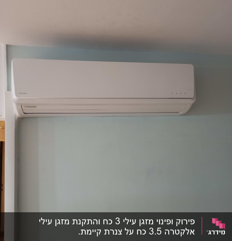 יחידת מיזוג אוויר מותקנת על קיר פנימי